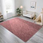 HQAYW 4x6 Area Rugs for Living Room Bedroom, Modern Thickened Memory Foam Soft Rug, Indoor Low Pile Minimalist Washable Non Slip Carpets for Kids Girls Boys Nursery Dorm Home Decor, Dark Red