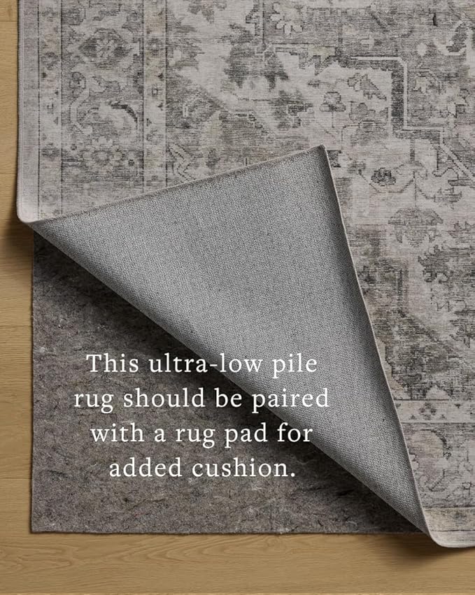 Loloi Amber Lewis Josie Collection JOS-03 Silver/Natural 2'-3" x 3'-9", .13" Pile Height, Low Profile, Machine Washable, Accent Rug