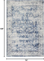 Lahome Blue Area Rug for Living Room 6x9 Machine Washable Area Rugs Living Room Rug,Vintage Distressed Soft Rubber Backing Stain Resistant Indoor Carpet for Office