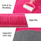 Soft Fluffy Area Rug for Bedroom, Hot Pink Fuzzy Shaggy Oval Throw Rugs for Bedside, Non-Slip Cozy Plush Shag Carpet for Girls Kids Room Nursery Dorm Living Room, 2.6 x 5.3 Feet