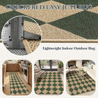 Lahome Checkered Washable Rugs 8x10, Easy Jute Rug for Living Room Patio, Farmhouse Neutral Indoor Outdoor Carpet Non Slip Non Shedding Floor Carpet for Office Deck Backyard