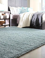 Unique Loom Solid Shag Collection Area Rug (8' Square, Light Slate Blue)