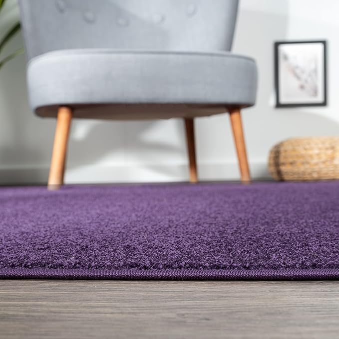 JONATHAN Y Haze Solid Low-Pile Purple Indoor Area Rug 5x8, Coastal,Bohemian,Minimalist,Classic, Easy-Cleaning for Living Room,Bedroom,Kitchen,Pet Friendly,Non-Shedding (SEU100N-5)