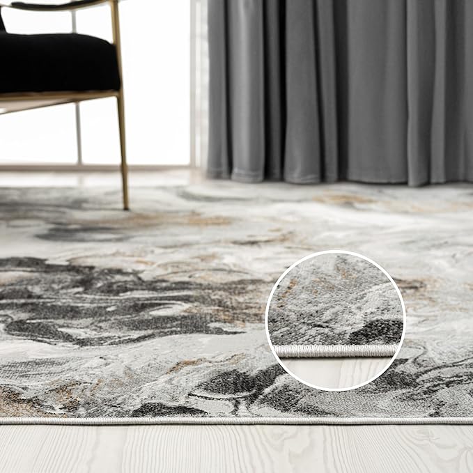 Abani Rugs Regal REG500A - 4' x 6' - Grey/Black Washable