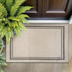 Beverly Rug Easy Jute Bordered Entry Rug 2x3 Washable Durable Indoor Outdoor Area Rugs for Living Dining Room Patio Office Stain Resistant Non Shedding Casual Indoor Outside Carpet 2 x 3 Off-White