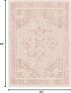 RUGGABLE Washable Area Rug – Kamran Soft Pink 5x7, Stain-Resistant, Non-Slip – Medium Machine Washable Rugs for Living Room, Bedroom, Hallway, Entryway & Office–with Cushioned Pad