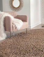 Unique Loom Solid Shag Collection Area Rug (7' 10" x 10' Oval, Sandy Brown)