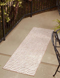 Unique Loom Outdoor Striped Collection Area Rug - Striped (2' x 8' Runner Taupe/Ivory)