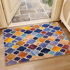 Moroccan Rugs for Living Room - 7x10 ft, Moroccan Trellis Rug, Colorful Geometric Area Rugs for Living Room Bedroom, Oriental Tile Washable Rug Non-Slip Carpet, Traditional Patchwork Home Decor