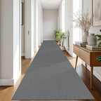 IOHOUZE Washable Exrea Long Hallway Runner Rug 3x18 Non Slip Rubber Backed Kitchen Runner Entryway Runner Indoor, Woven Rugs Floor Carpet for Kitchen Hall Entryway Stair, Dark Grey