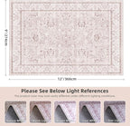 Light Pink Nursery Rug Large Area Rugs for Living Room Vintage Rug Boho Floral Washable Area Rugs 9x12 Indoor Carpet for Bedroom Dining Room Kids Room