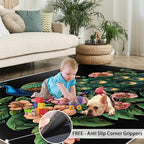 Peacock Peony Rugs for Bedroom - 3x4 Rug, Classic Peacock Peony Area Rugs for Living Room, Teal Turquoise Carpet, Floral Plant Washable Area Mat, Aesthetics Carpet - Peafowl Home Decor & Gifts
