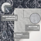 KILOCOCO Boho Kitchen Runner Rug 2x6 Washable Runner Rug, Soft Runners for Hallways Non Slip Printed Distressed Laundry Room Rug, Low-Pile Rug for Entryway/Bedroom/Living Room, Charcoal