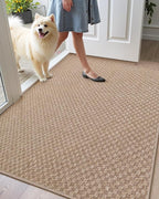 Color&Geometry Large Front Door Mat Indoor Entrance Non Slip Rubber Backed, 36"x56" Indoor Door Mats for Entryway, Dirt Trapper Double Doormat, Washable Front Door Rugs, Khaki (Rolled-up NO Creases)