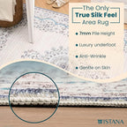 Istana Hallway Runner Rug 2.5x8 – Pink Beige Whisper/Grey/Blue Entryway Rug -Silk's Soft Touch Runners for Hallways - Stylish Kitchen Runner Rug Non Slip