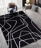 YIHOUSE Modern Washable Area Rug for Living Room Bedroom - Large Abstract Black and White Rug Non-Slip Ultra-Thin Home Decor (Dark Abstract, 5'x7'ft)