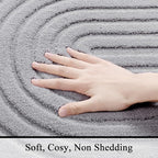 SHACOS Soft Cozy Fluffy Arch Pattern High Low Pile Rugs 3'x5' Non Slip Washable Scandinavian Minimalist Rug Modern Geometric Arc Carpet for Living Room Bedroom Dining Room, Light Grey