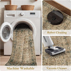 Moynesa Vintage Brown Washable 5x7 Area Rugs for Living Room, Boho Area Rug for Bedroom Dining Room Kitchen, Low Pile Soft Non-Slip Retro Carpets for Office Indoor Nursery
