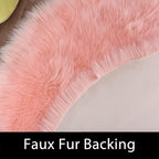 Latepis Round Pink Faux Sheepskin Fur Rug Circle Rugs 4ft Soft Fluffy Rugs for Bedroom Girls Living Room Rug for Dorm Floor Luxury Home Decor