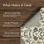 EVERGRACE Hallyway Area Runner Rugs 2x10, Boho Floral Faux Wool Indoor Outdoor Rugs, Washable Rugs for Bedroom Dining Room Living Room Kitchen, Low Pile Floor Mat Carpet for Home Decor, Gray