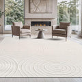 Beverly Rug Micro Loop Area Rug Light Gray 5x7 Geometric Modern Luxury Circular Durable Soft Indoor Rugs for Living Dining Room Office Stain Resistant Non Shedding Casual Indoor Carpet 5 x 7