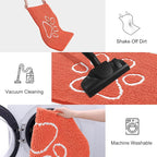 Smiry Dog Door Mat for Muddy Paws, Absorbent Dirt Trapper Non Slip Quick Dry Washable Chenille Mat for Mud Dogs, Entry Rug for Indoor and Outdoor (36x24 Inches, Coral and White)