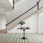 Dash & Albert Xaren Green Machine Washable Rug, 3 X 5 Feet, Green/Grey Stripe Pattern