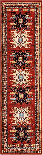 Unique Loom Taftan Collection Border Geometric Tribal Inspired Design Area Rug (2' 2 x 8' 2 Runner, Terracotta/ Ivory)