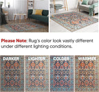 Keen Home Design 10x14 Rug - Machine Washable Area Rug with Non-Slip Backing, Ideal for Living Room, Dining Room, Bedroom - Vintage, Easy Clean, Durable, Low Pile Rug - (9'7" x 14')