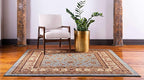 Unique Loom Voyage Collection Traditional Oriental Classic Intricate Design Area Rug (4' 0 x 4' 0 Square, Light Blue/Gold)