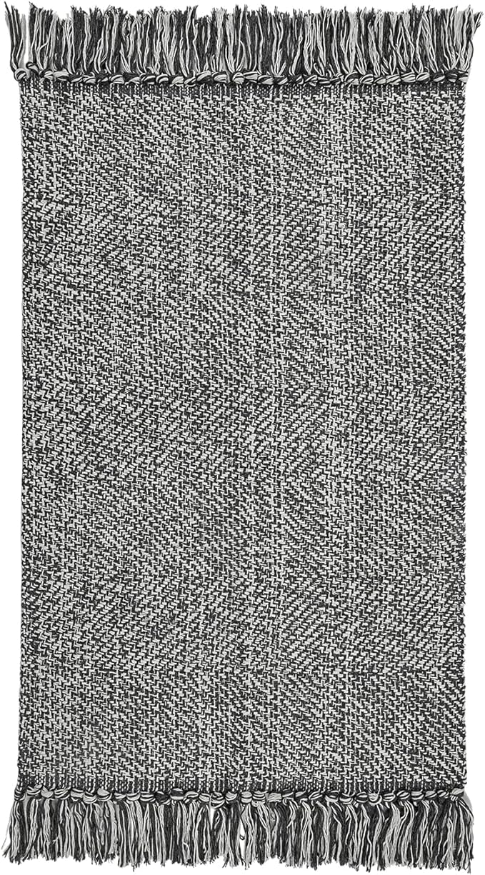 Collive Long Hallway Runner Rug 2.6' x 8', Washable Runners Indoor Entryway Rug, Grey/Cream Braided Woven Kitchen Rugs Low-Profile Front Door Floor Carpet for Laundry Room Bedroom Doorway