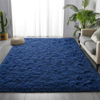 Large Shag Area Rugs 6 x 9, Plush Fuzzy Rugs for Living Room, Ultra Soft Fluffy Furry Rug for Bedroom, Indoor Carpet Nursery Rugs for Kids Room Home Decor, Navy Blue