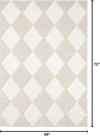 Abani Cream Area Rug for Living Room, Bedroom - Diamond Pattern - 4 x 6 - Durable & Easy to Clean