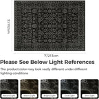 LIVEBOX Washable Area Rug 5x7 - Large Black Boho Living Room Rug Vintage Rugs for Bedroom, Lightweight Retro Carpet Floral Accent Rugs for Dining Room High Traffic Area