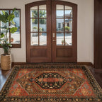 Ciicool 3x5 Area Rug, Washable Red Boho Rugs for Bedroom Non-Slip Indoor Rugs Large Low-Pile Mat Floor Carpet Vintage Rug for Kitchen Living Room Office Dinning Foyer Decor