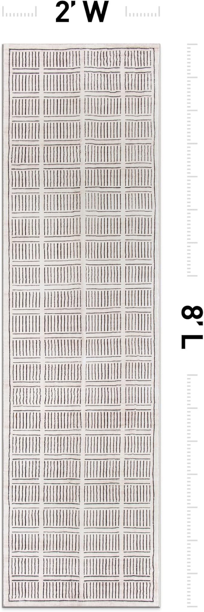 Rugshop Bohemian Stripe Lines Washable Non Slip Runner Rug 2' x 8' Ivory