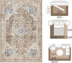 jinchan Kelda Runner Rug 3x8 Washable Rug Soft Hallway Runner Indoor Vintage Print Floor Cover Retro Distressed Lightweight Non-Slip Thin Carpet for Bathroom Kitchen Living Room Bedroom Brick Red