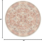 RUGGABLE Washable Area Rug – Kamran Rose Pink 8 ft Round, Stain-Resistant, Non-Slip – Large Machine Washable Rugs for Living Room, Bedroom, Hallway, Entryway & Office–with Standard Pad