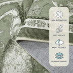 Lahome Boho Animal 6x9 Washable Living Room Area Rugs, Green Soft Rugs for Bedroom, Botanical Large Boho Non Slip Dining Room Carpet for Under Table Office Kids Playroom (6x9ft,Green)