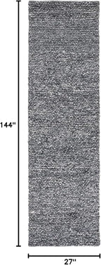 SAFAVIEH Natura Collection Runner Rug - 2'3" x 12', Dark Grey, Handmade Wool Blend, Textured Design, Ideal for Hallway, Bedroom, Foyer (NAT620H)