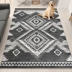 YHSF South West Native American Rug Ritz – Native Tribal American Indian Inspired Rug - Living Room, Bedroom, Hallway, Entryway & High-Traffic Area Rugs - Washable - Soft - Dark Grey, 8 Feet x 10 Feet