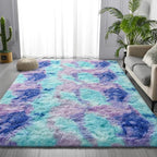 Large Shag Area Rugs 6 x 9, Tie-Dyed Plush Fuzzy Rugs for Living Room, Ultra Soft Fluffy Furry Rug for Bedroom, Indoor Carpet Nursery Rugs for Kids Room Home Decor, Rainbow
