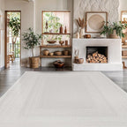 Micro Loop Indoor Rug White 8x10 Boho Geometric Neutral Area Rugs for Living Room Soft Luxury Modern Low and High Pile Durable Stain Resistant Non-Shedding Indoor Area Carpet 8 x 10