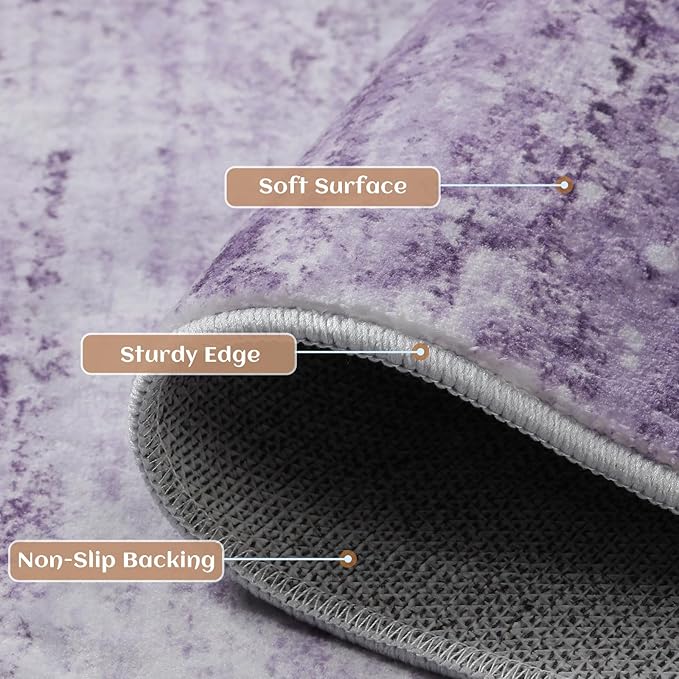 Abstract 5x7 Area Rug for Living Room Dining Room Office Bedroom Purple Grey