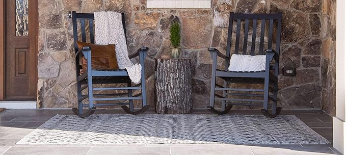 Unique Loom Outdoor Trellis Collection Area Rug - Tribal Trellis (5' 1" x 8' Rectangle, Gray/ Black)