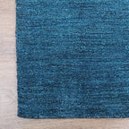 Hand Knotted Loom Wool ECO-Friendly Area Rugs - 2'6"x8', Runner, Blue Color, Solid Plain Design, High Pile Thick Handmade Anti Skid Area Rugs for Living Room, Bed Room (L00111)