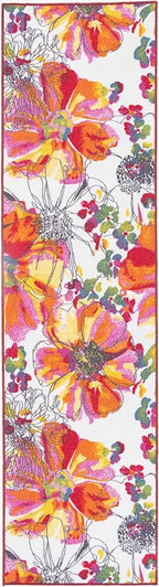 Rugshop Multi Bright Flowers Non Slip Non-Shedding Runner Rug for Hallway, Kitchen and Entryway, 2' x 10'