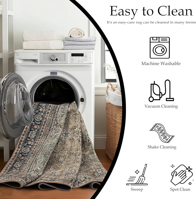 Area Rug Non Slip Machine Washable Ultra Soft Living Room/Bedroom/Kitchen/Outdoor/Classroom Vintage Brown, 2'×3'