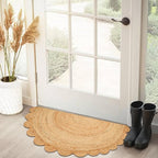 Savi Home Half Hand Woven Area Rug Braided Jute Scalloped Border, Decor Collection Classic Quality Made for Living Room, Kitchen, 22x42 - Natural
