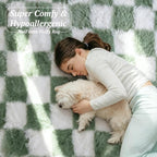 4x6 Area Rugs for Living Room Bedroom, Soft Fluffy Shaggy Bedside Rug, Indoor Floor Carpet for Kids Playroom, Dorms, Nursery Rooms, Home Decor (Green & White 4'x6')